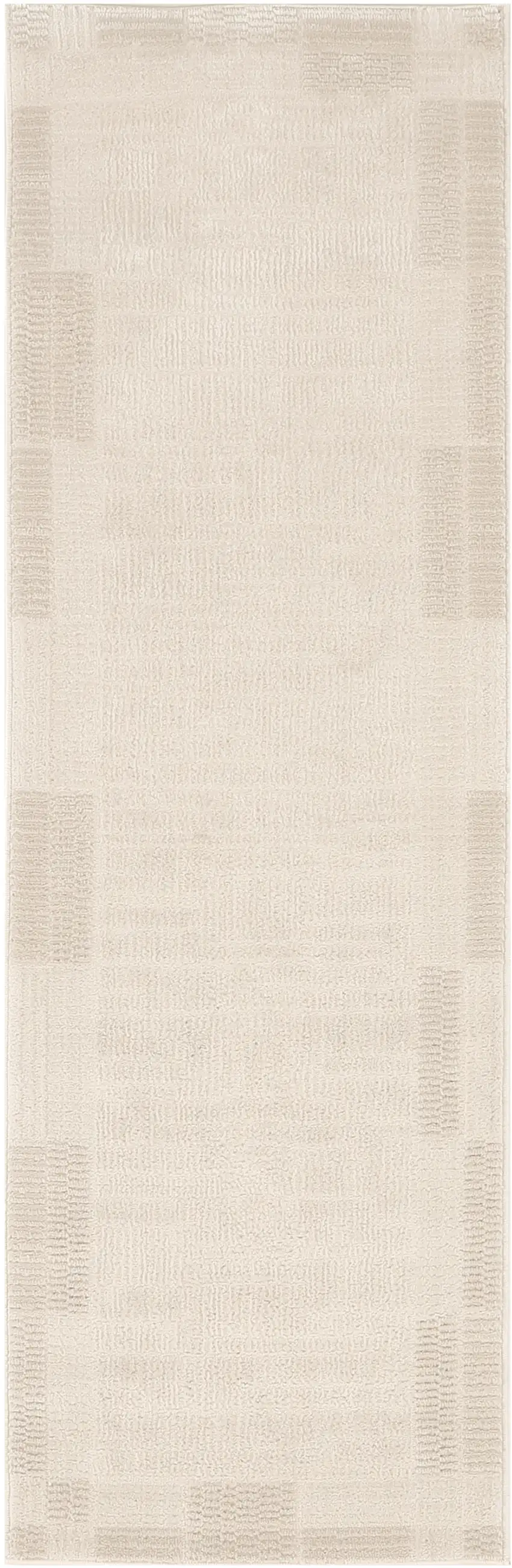 6' Ivory And Light Taupe Geometric Runner Rug Photo 2