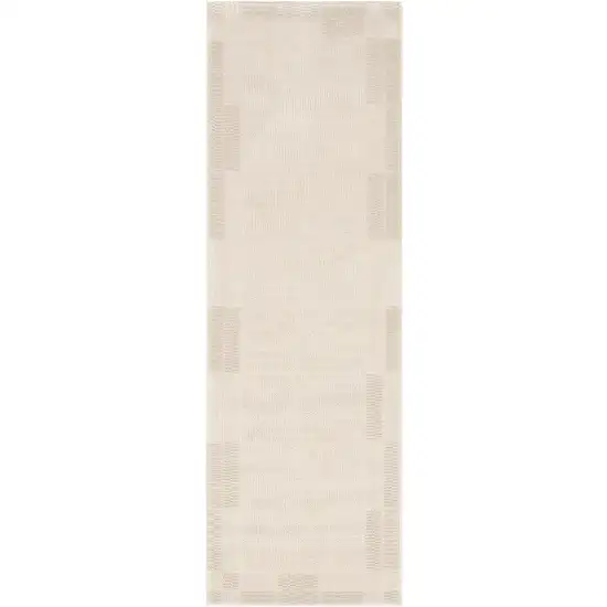6' Ivory And Light Taupe Geometric Runner Rug Photo 2