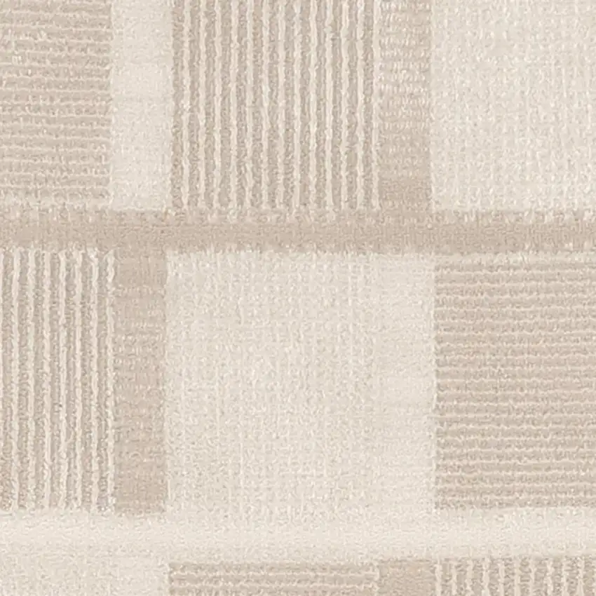 6' Ivory And Light Taupe Geometric Runner Rug Photo 3