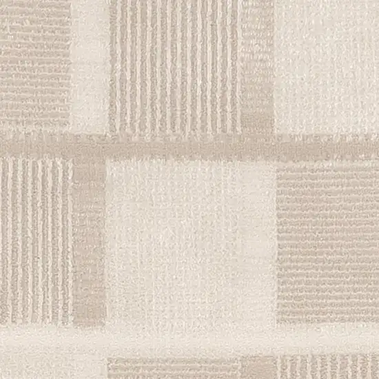 6' Ivory And Light Taupe Geometric Runner Rug Photo 3