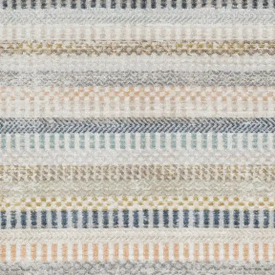 8' Ivory And Navy Blue Striped Runner Rug Photo 3