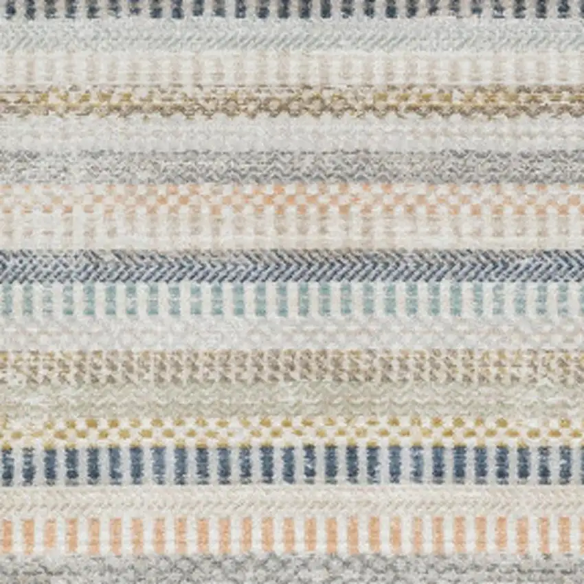 8' Ivory And Navy Blue Striped Runner Rug Photo 3