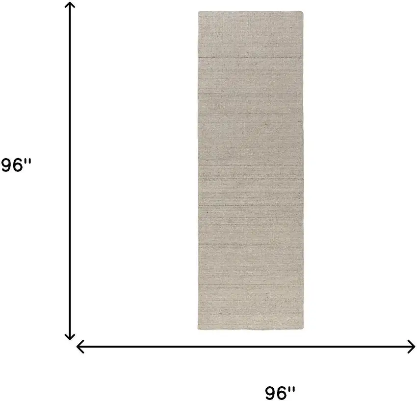 8' Ivory And Off White Wool Hand Knotted Runner Rug Photo 8