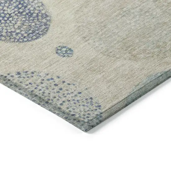 8' Ivory And Peach Round Geometric Washable Indoor Outdoor Area Rug Photo 7