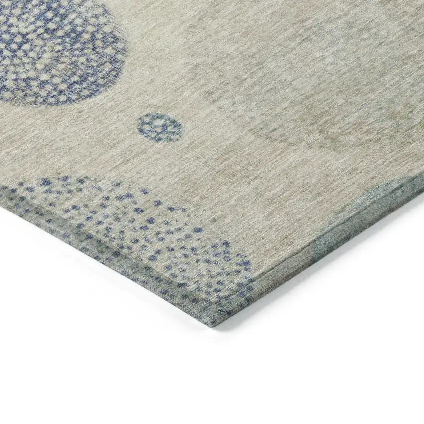 8' Ivory And Peach Round Geometric Washable Indoor Outdoor Area Rug Photo 7