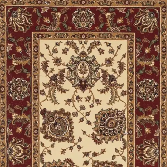 9' Ivory And Red Oriental Runner Rug Photo 4