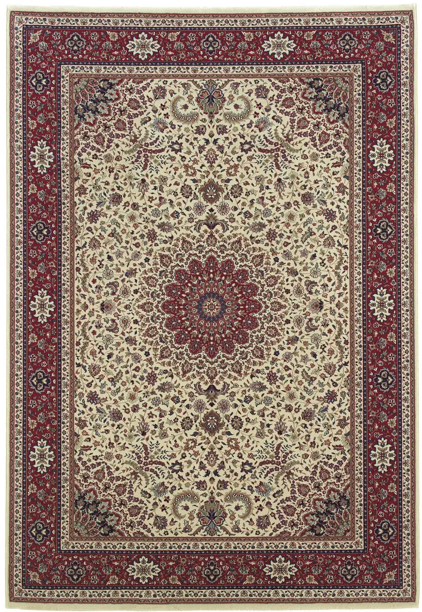 8' Ivory And Red Oriental Square Rug Photo 5