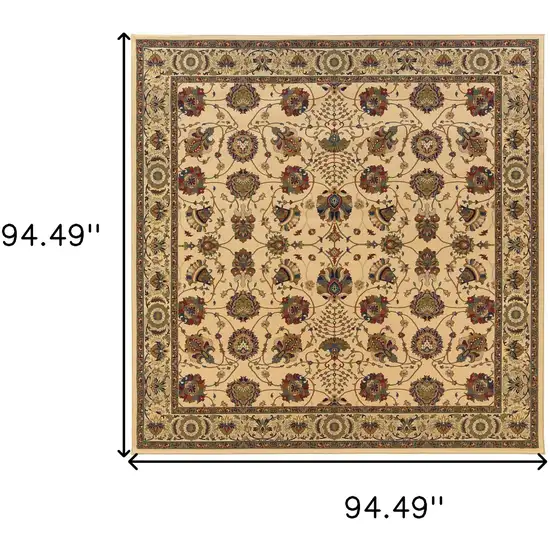 8' Ivory And Red Oriental Square Rug Photo 3