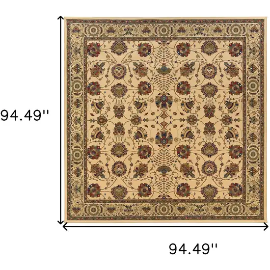 8' Ivory And Red Oriental Square Rug Photo 3