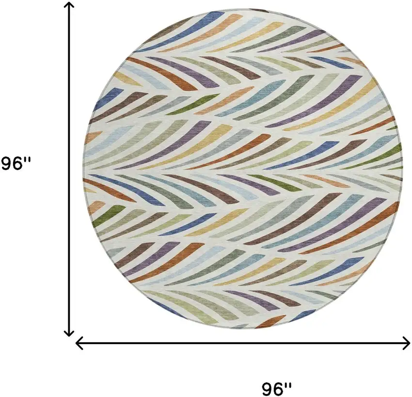 8' Ivory And Sage Round Abstract Washable Indoor Outdoor Area Rug Photo 8