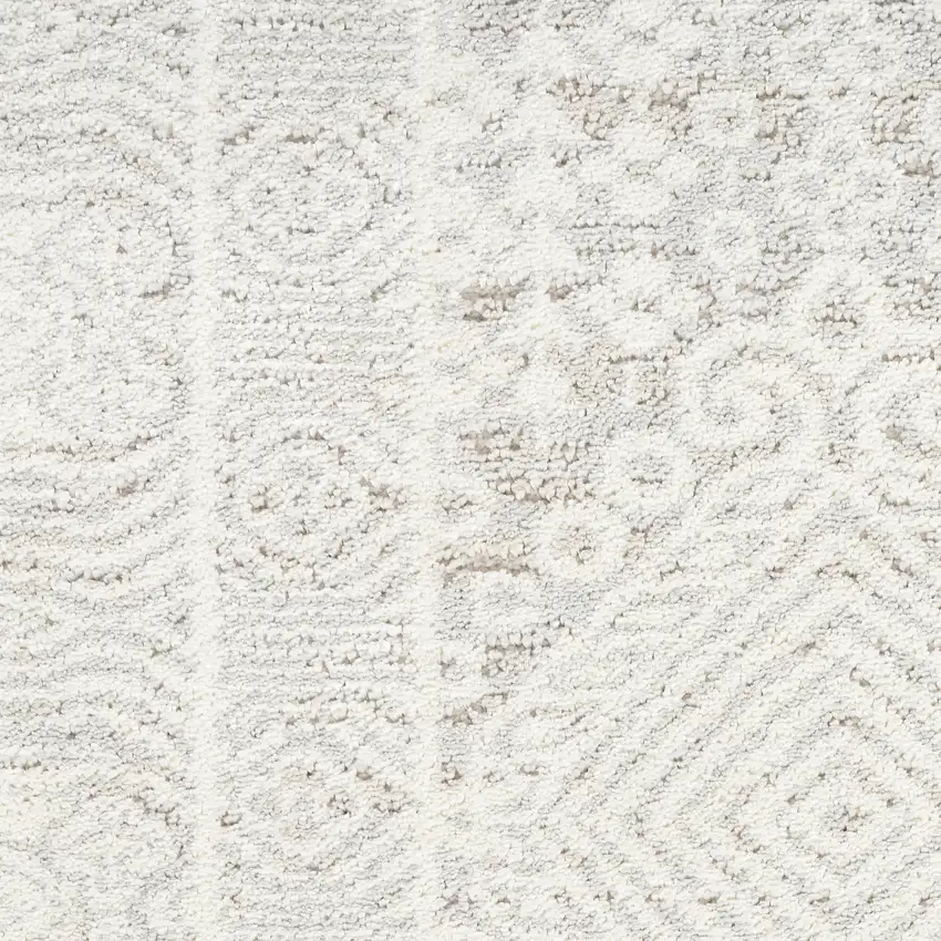 8' Ivory And Silver Floral Distressed Non Skid Runner Rug Photo 6