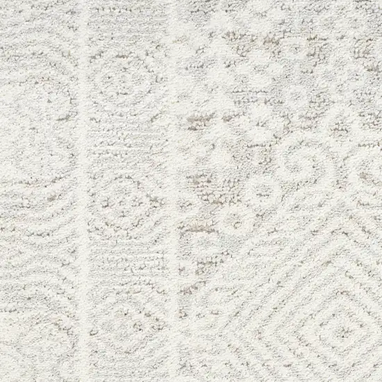 8' Ivory And Silver Floral Distressed Non Skid Runner Rug Photo 6