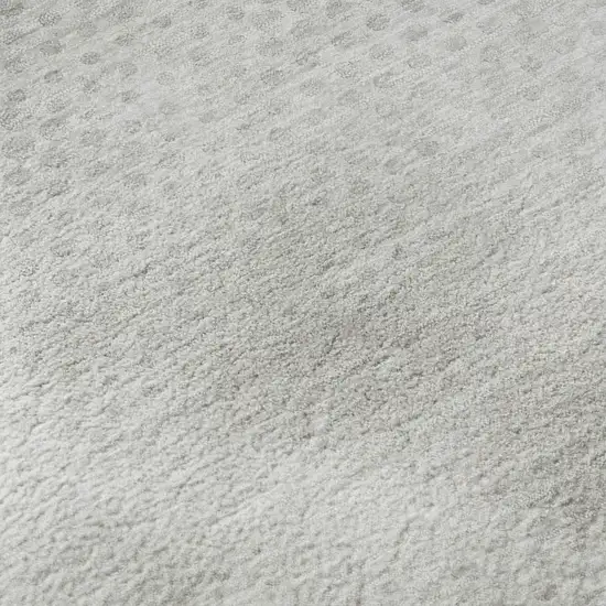 8' Ivory And Silver Geometric Washable Round Rug With UV Protection Photo 8