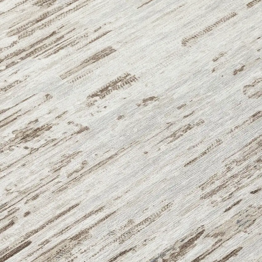 8' Ivory And Silver Round Abstract Washable Indoor Outdoor Area Rug Photo 4