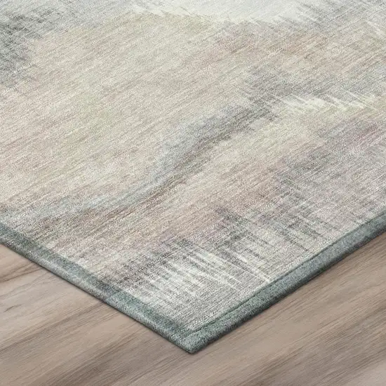 8' Ivory And Silver Round Abstract Washable Indoor Outdoor Area Rug Photo 4