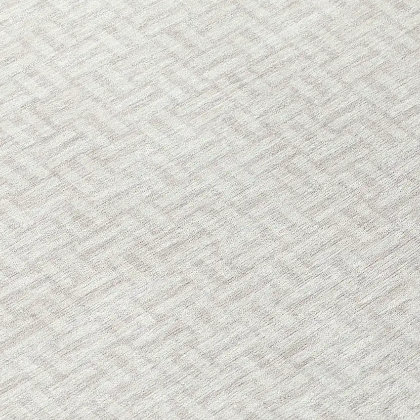 8' Ivory And Silver Round Geometric Washable Indoor Outdoor Area Rug Photo 8