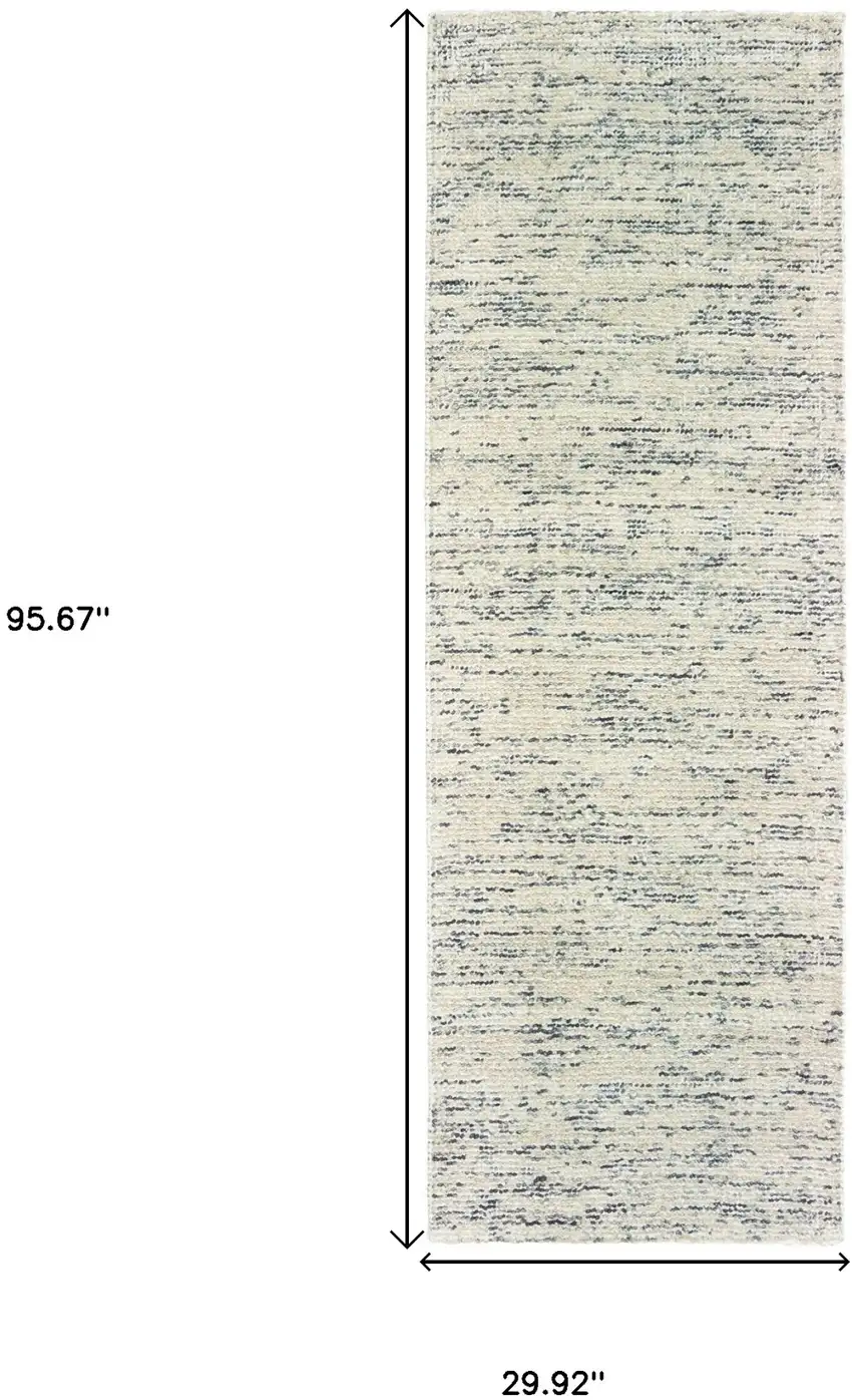 8' Ivory And Stone Hand Tufted Runner Rug Photo 3