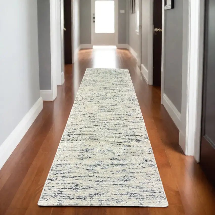8' Ivory And Stone Hand Tufted Runner Rug Photo 1