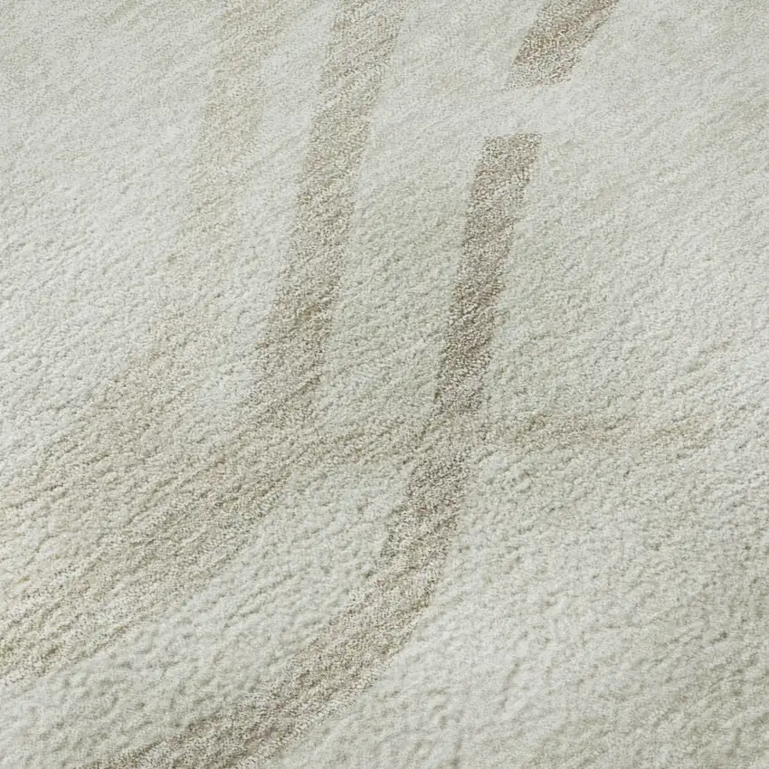 8' Ivory And Taupe Abstract Washable Round Rug With UV Protection Photo 9