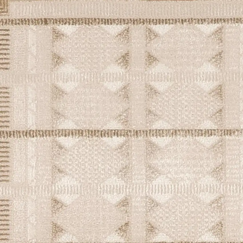 6' Ivory And Taupe Geometric Runner Rug Photo 3