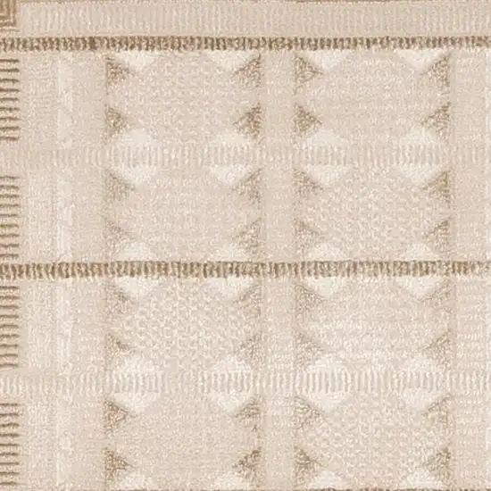 6' Ivory And Taupe Geometric Runner Rug Photo 3