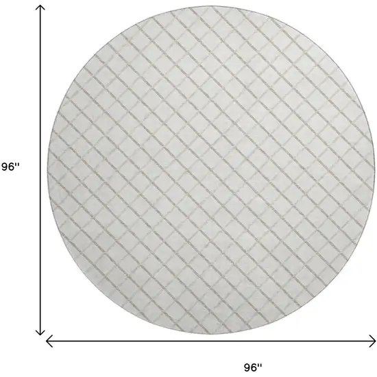 8' Ivory And Taupe Geometric Washable Round Rug With UV Protection Photo 3