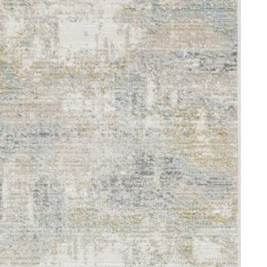 8' Ivory And Teal Abstract Runner Rug Photo 3