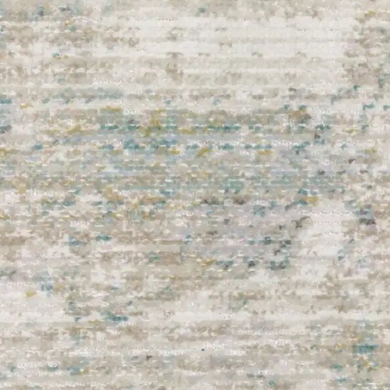 8' Ivory And Teal Abstract Runner Rug Photo 8