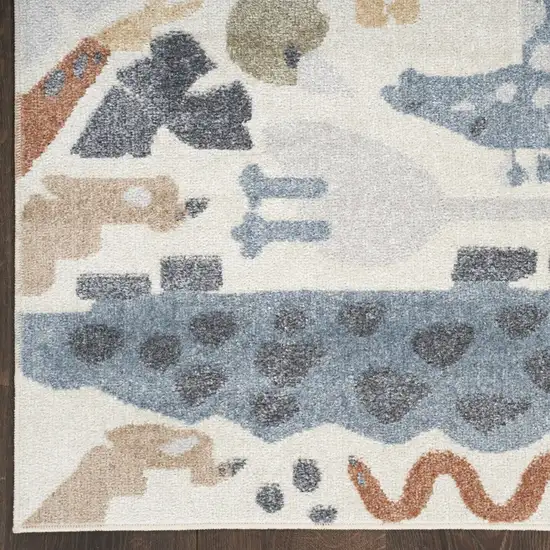 6' Ivory Animal Print Power Loom Runner Rug Photo 9