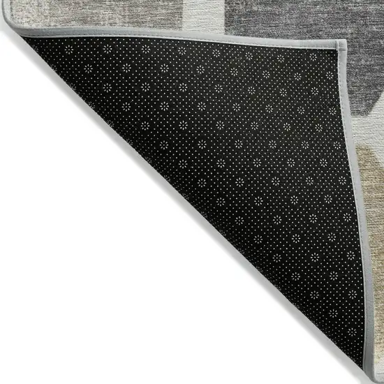 8' Ivory Beige And Charcoal Round Geometric Washable Indoor Outdoor Area Rug Photo 9