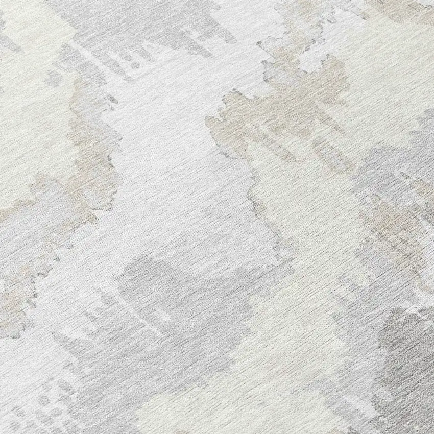 8' Ivory Beige And Cream Round Abstract Washable Indoor Outdoor Area Rug Photo 8