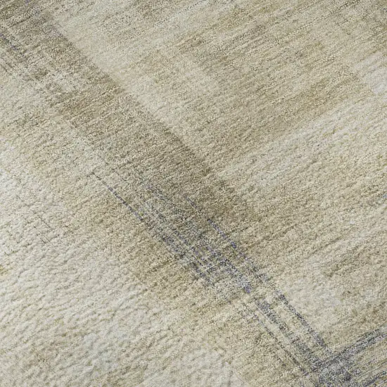8' Ivory Beige And Gray Abstract Washable Area Rug With UV Protection Photo 9