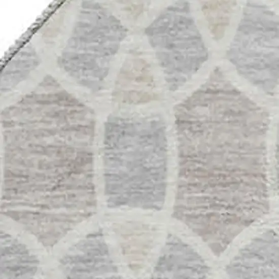 8' Ivory Beige And Gray Ikat Washable Round Rug With UV Protection Photo 3