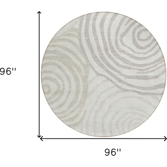 8' Ivory Beige And Khaki Round Abstract Washable Indoor Outdoor Area Rug Photo 8