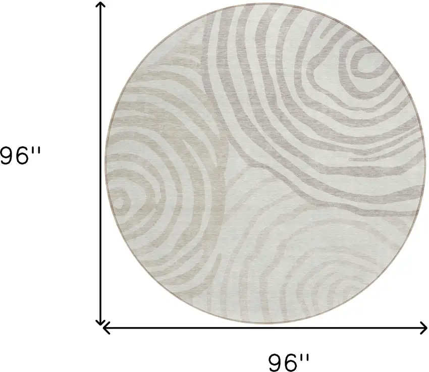 8' Ivory Beige And Khaki Round Abstract Washable Indoor Outdoor Area Rug Photo 8