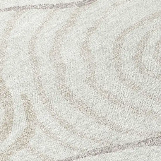 8' Ivory Beige And Khaki Round Abstract Washable Indoor Outdoor Area Rug Photo 9