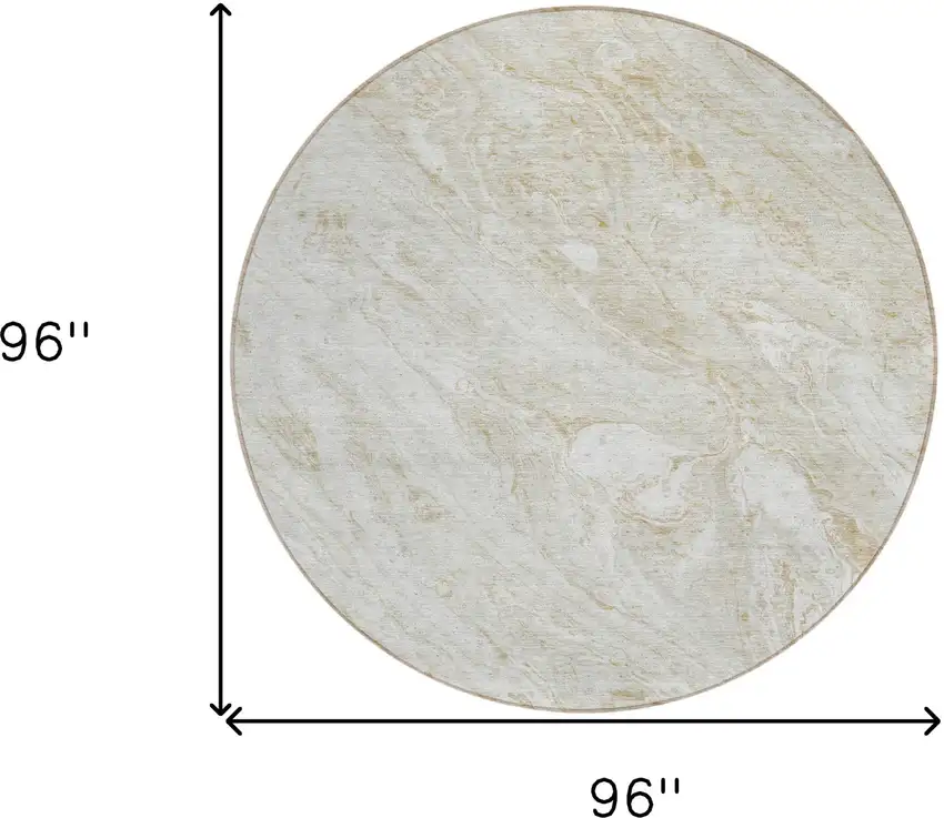 8' Ivory Beige And Tan Round Abstract Washable Indoor Outdoor Area Rug Photo 9