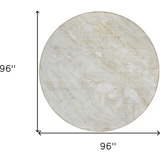 8' Ivory Beige And Tan Round Abstract Washable Indoor Outdoor Area Rug Photo 9