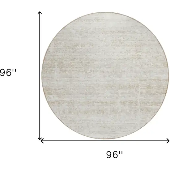 8' Ivory Beige And Tan Round Abstract Washable Indoor Outdoor Area Rug Photo 8