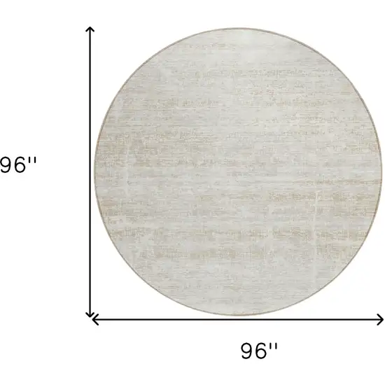 8' Ivory Beige And Tan Round Abstract Washable Indoor Outdoor Area Rug Photo 8