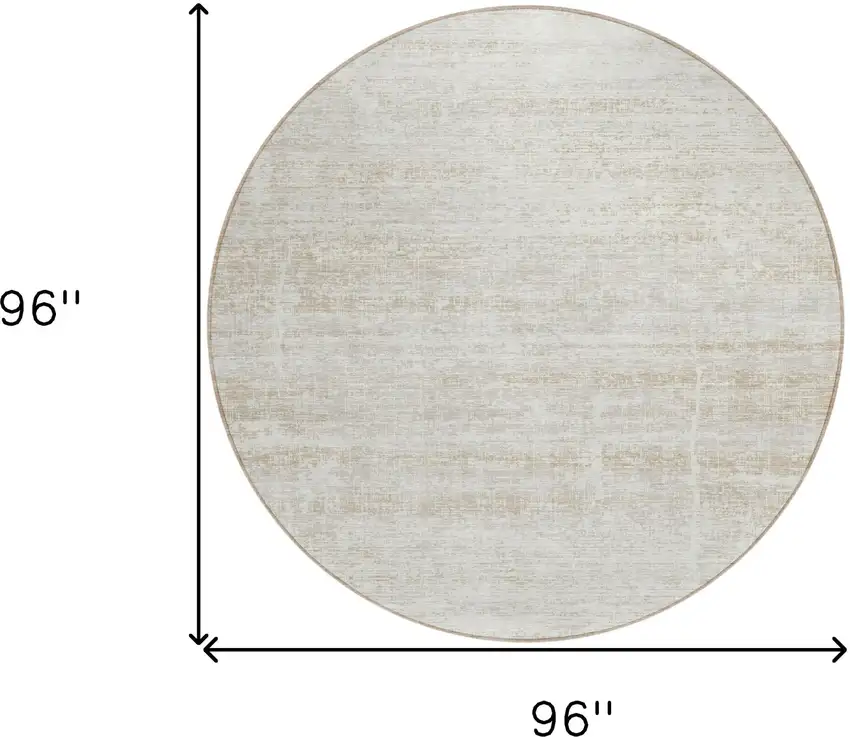 8' Ivory Beige And Tan Round Abstract Washable Indoor Outdoor Area Rug Photo 8