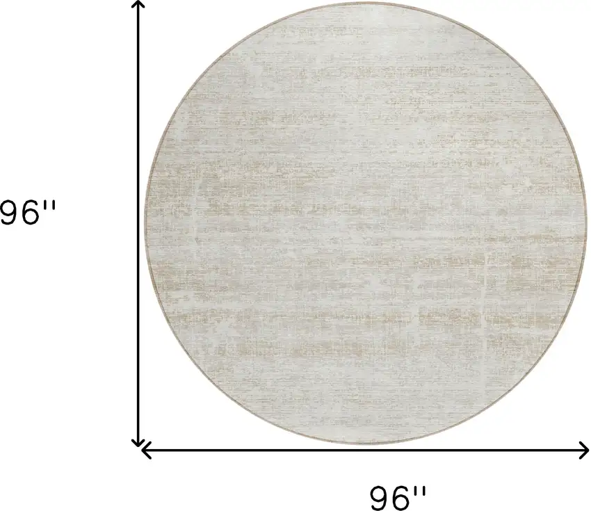 8' Ivory Beige And Tan Round Abstract Washable Indoor Outdoor Area Rug Photo 8