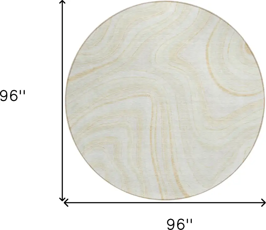 8' Ivory Beige And Tan Round Abstract Washable Indoor Outdoor Area Rug Photo 7