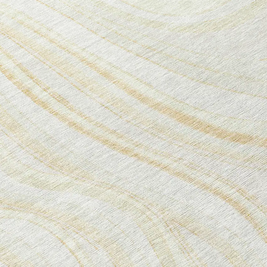 8' Ivory Beige And Tan Round Abstract Washable Indoor Outdoor Area Rug Photo 8