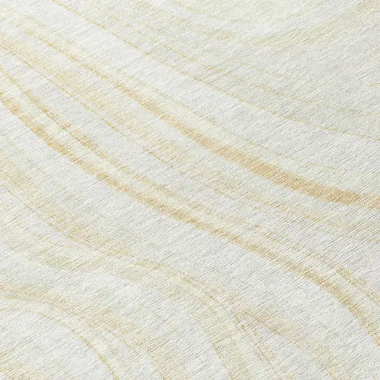 8' Ivory Beige And Tan Round Abstract Washable Indoor Outdoor Area Rug Photo 8