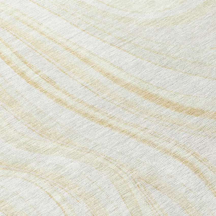 8' Ivory Beige And Tan Round Abstract Washable Indoor Outdoor Area Rug Photo 8