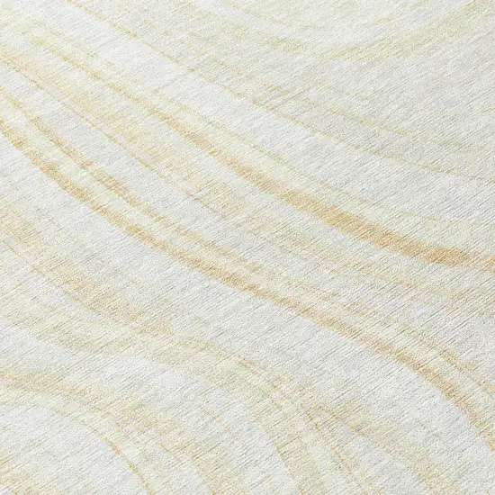 8' Ivory Beige And Tan Round Abstract Washable Indoor Outdoor Area Rug Photo 8
