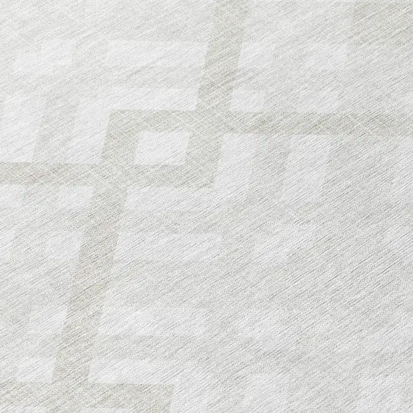 8' Ivory Beige And Tan Round Geometric Washable Indoor Outdoor Area Rug Photo 7