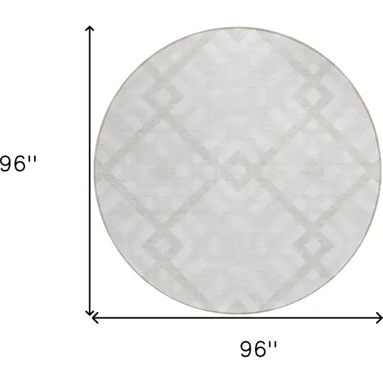 8' Ivory Beige And Tan Round Geometric Washable Indoor Outdoor Area Rug Photo 3