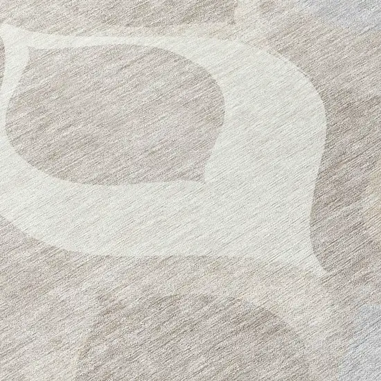 8' Ivory Beige And Tan Round Ogee Washable Indoor Outdoor Area Rug Photo 8